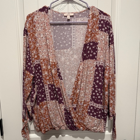 Floral Patchwork Wrap Top - Picture 1 of 5